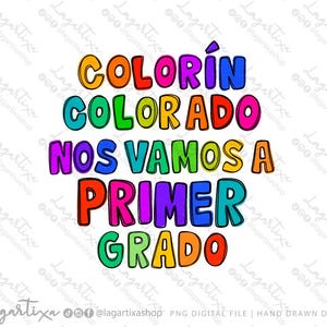 Colorin Colorado kleuterschool afstuderen, ontwerp voor t-shirts, tassen, rugzakken, mokken, evenementensouvenirs, mooie brieven, handgemaakte tekening