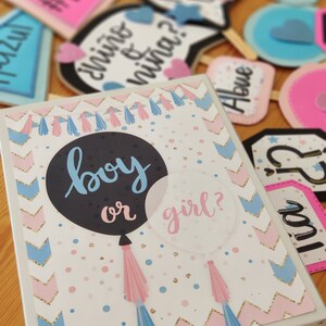 Gender Reveal Baby Shower, Surprise Balloon, PNG, Patterns, Pale Pink and Baby Blue, for nursery wall art, invitations, quotes, prints image 3