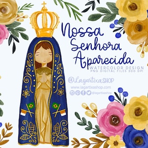 Virgin Our Lady of Aparecida Nossa Senhora Aparecida Brasil Brazilian Catholic Patroness of Brazil Floral Praying First Communion Religious