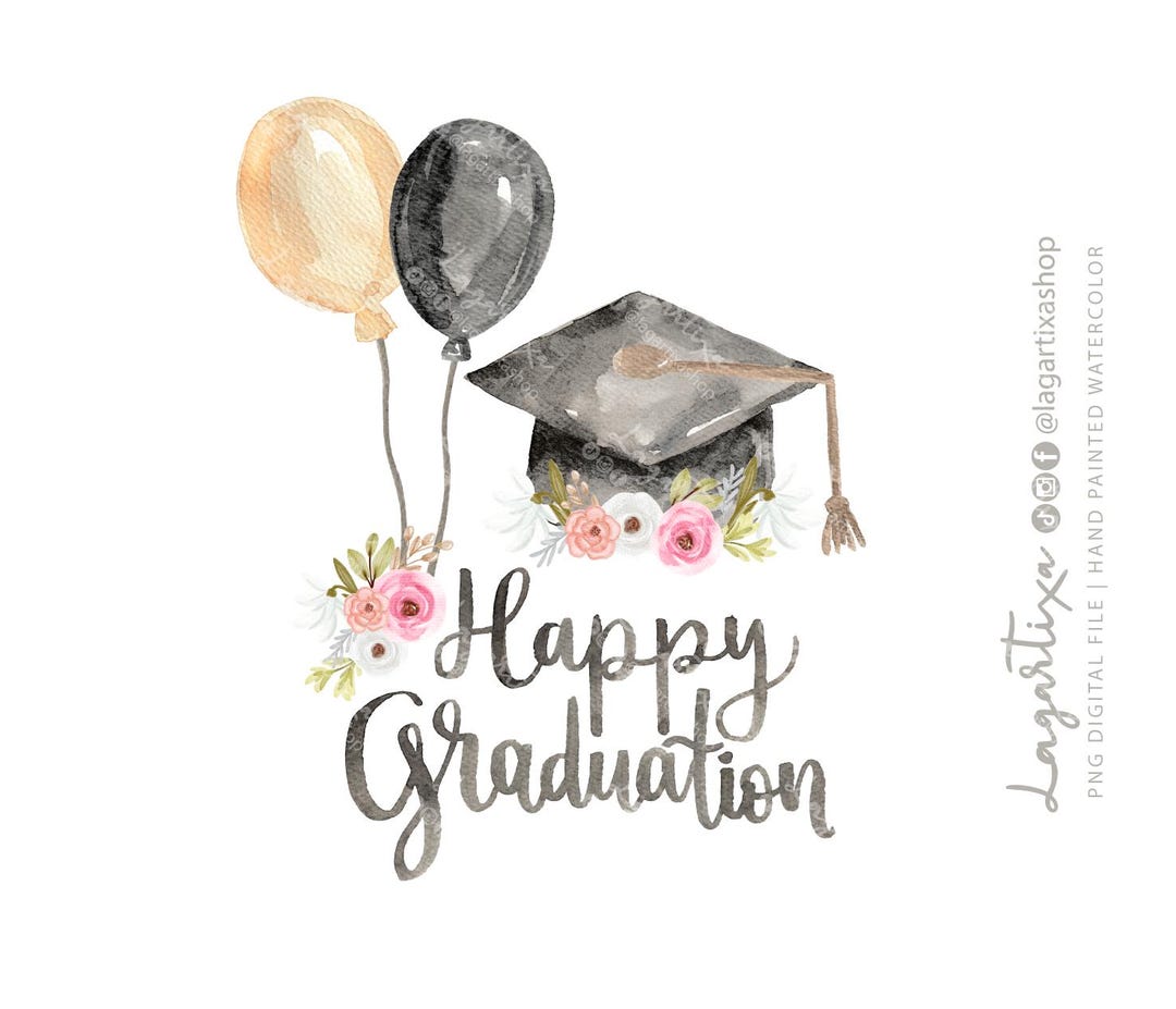 Watercolor Graduation Digital Files, Lettering, Sublimation Digital ...