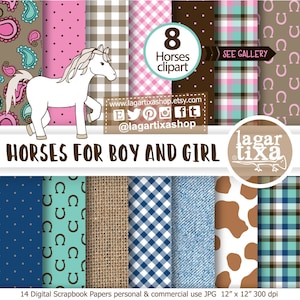 Caballos, manchas de vaca, Fondos Papel Digital Azul Celeste Cafe Beige Clipart Caballito, bandana, paliacate, cuadros vaqueros, vaquera