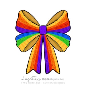 Ruban LGBTQIA Flirty Bow, Mois de la fierté gaie, dessin fait main, arc-en-ciel, amour, respect, tableau noir, clipart de sublimation, t-shirts cadeaux