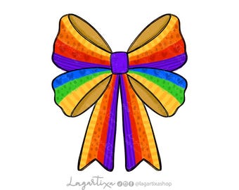 Kokette Schleife, LGBTQIA+-Schleife, Gay Pride Month, handgezeichnet, Regenbogen, Liebe, Respekt, Kreide, Sublimations-Clipart, Geschenk-T-Shirts