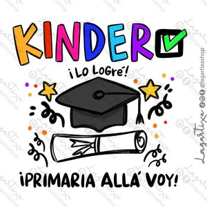 Kinder terminado Fiesta de Graduación, Negro, Birrete , diploma, diseño para playera, bolsitas, morrales, tazas, recuerditos eventos
