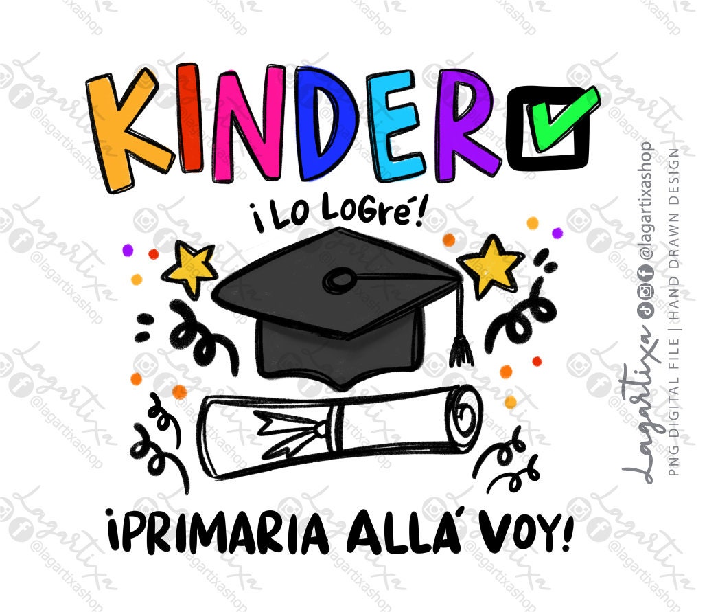 Kinder terminado Fiesta de Graduación, Negro, Birrete , diploma, diseño  para playera, bolsitas, morrales, tazas, recuerditos eventos - Etsy México, image size:1030x891