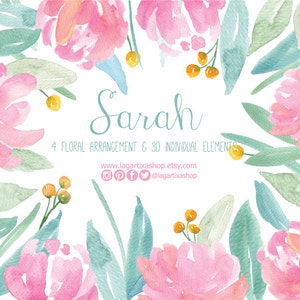 Watercolor clipart Floral PNG wedding bouquet arrangement | Etsy