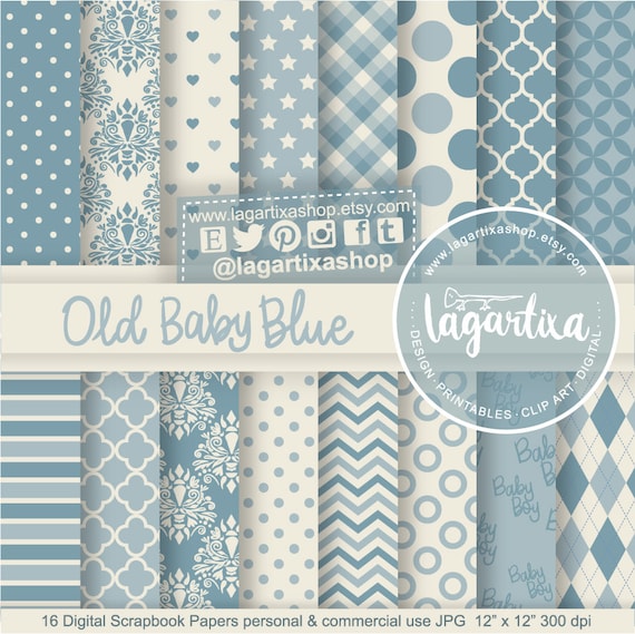 Papel Digital Fondos Azul Bebé Vintage Azul viejo antiguo - Etsy España