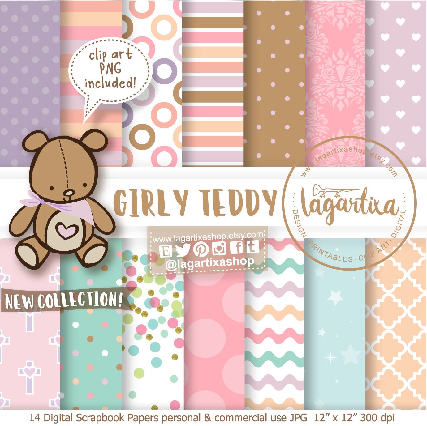 Papel Digital Fondos Osita Rosa clipart para realizar cumpleaños niña ...