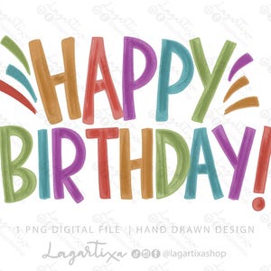 Feliz Cumpleaños mayúsculas Letras Efecto Tiza Gis | 1 PNG Clipart | Archivo Digital | Escrito a mano | para tarjetas | decoracion fiestas