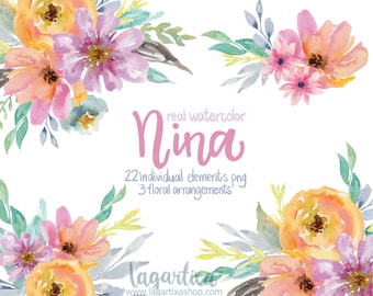 Watercolor Clipart Floral Frame PNG Wedding Bouquet - Etsy New Zealand