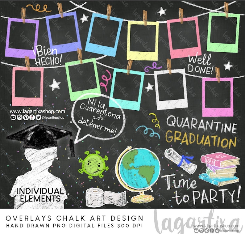 Overlays Collage Photo graduation Day Sidewalk Chalk ART hand | Etsy