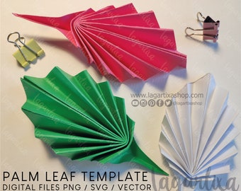 Paper Palm Leaf Leaves Template Craft Easy to create PNG SVG Cut File Origami Scrapbook Stationery decorations cardmaking Lagartixa Shop art
