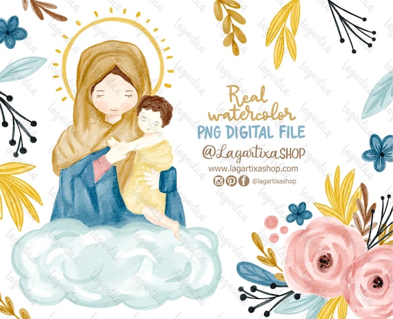 Our PNG Image, Schoenstatt, Hand Religious - Baptism, Watercolor Shop Painted, Lady Madonna, Lagartixa Clipart Communion First Art, Virgin, Etsy of