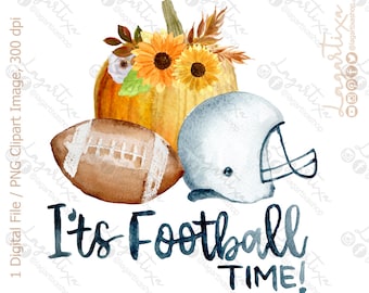 Football Season Watercolor Clipart Sublimation sports american football autumn fall family time, sweater time, thanksgiving, go team planner