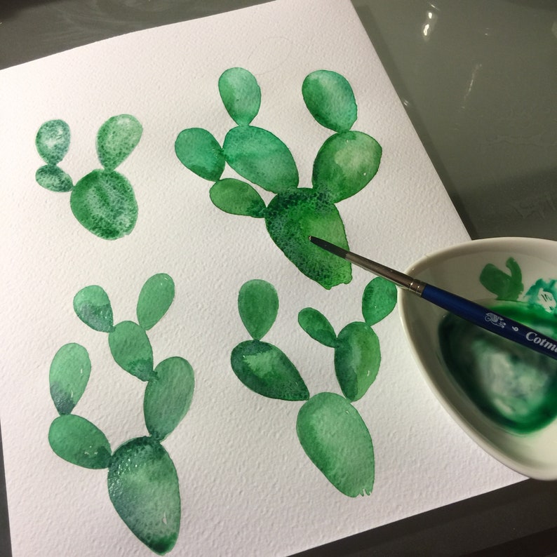 Mexican Nopal Cactus Watercolor Clipart PNG Digital ...