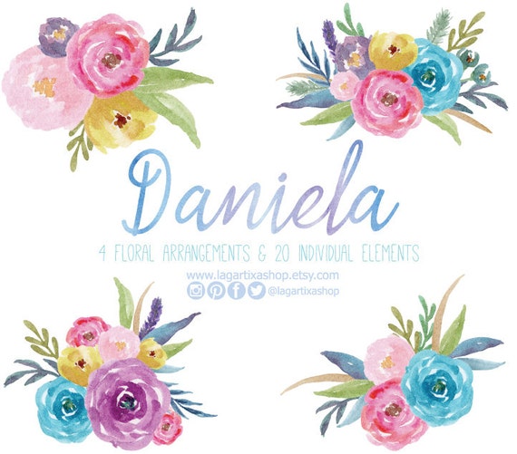 marco flores nl acuarela clipart png pintadas een mano etsy