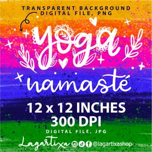 OM YOGA Amante Arte Arcobaleno Macchie Sfondo Acquerello JPG Clipart File digitale per sublimazione / scrapbooking / carte / etichette / Organico