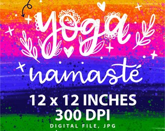 OM YOGA Lover Art Rainbow Spots Background Watercolor JPG Clipart Digital File for sublimation / scrapbooking / cards / labels / Organic /