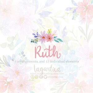 Aquarelle Floral clipart, PNG, arrangement, bouquet, Peint à la main, Téléchargement instantané, Fichiers numériques, Fleurs roses, Printemps Pâques Designs art