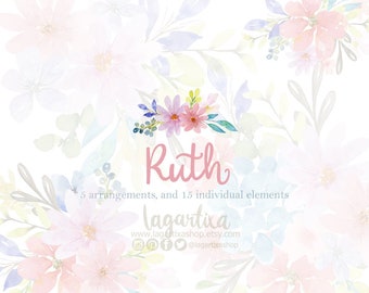 Watercolor Floral clipart, PNG, arrangement, bouquet, Hand Painted, Instant Download, Digital Files, Pink Flowers, Spring Easter Designs art
