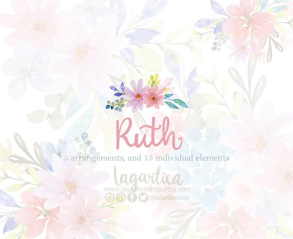 Watercolor Floral clipart, PNG, arrangement, bouquet, Hand Painted, Instant Download, Digital Files, Pink Flowers, Spring Easter Designs art