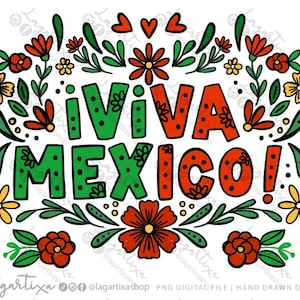 Viva Mexico Diseño para fiestas patrias Sublimacion imagen digital escrito a mano, PNG Letras modernas, para playeras, tazas, mandiles
