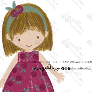 Leuke clipart schattige schattige meisjesvrienden, handgeschilderde PNG, digitaal bestand voor cadeaubonnen, etiketten, zussen, neven en nichten