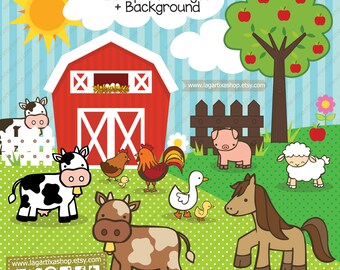 Farm Animals Sublimation clip art, clipart, Pig, Horse, cow, duck, little duck, hen, rooster, chicken, chicks, barn, farm fence, farm, party