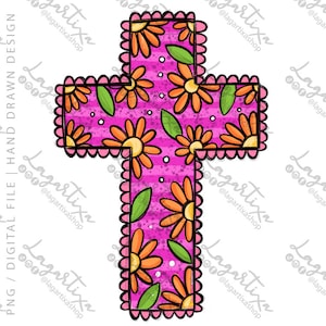 Kreuz blau floral handgemalt Aquarell Clipart PNG Rosen Taufe Erstkommunion Hochzeit Sommer handgemalt religiöse Veranstaltung begünstigt Kunst