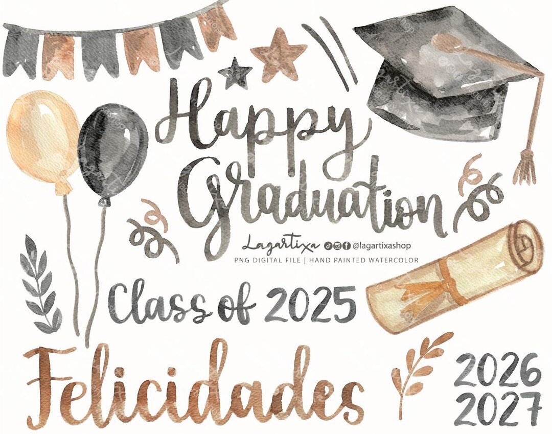 Graduation File Design Watercolor Graduation Digital Files, Lettering, Sublimation Digital ...