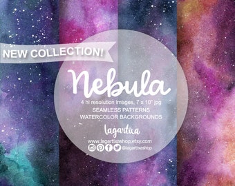 NEBULA Seamless Digital Paper, indigo, ultramarine, blue Watercolor, Backgrounds, blog, for wallart, invitations, quotes, prints