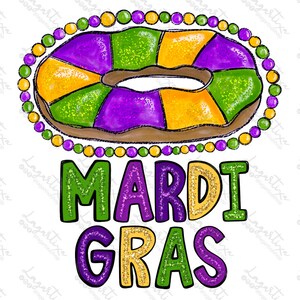 Mardi Gras PNG Conception | King Cake carnaval Sublimation Art numérique | Art dessiné à la main PNG | paillettes | téléchargement instantané numérique | mardi Gras