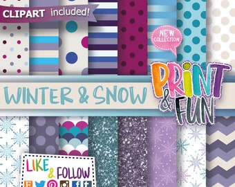 Cold Winter, Snow, Snowflakes Glitter Digital Paper turquoise, celeste, blue for blog, invitations, cards, scrapbooking, patterns, silver