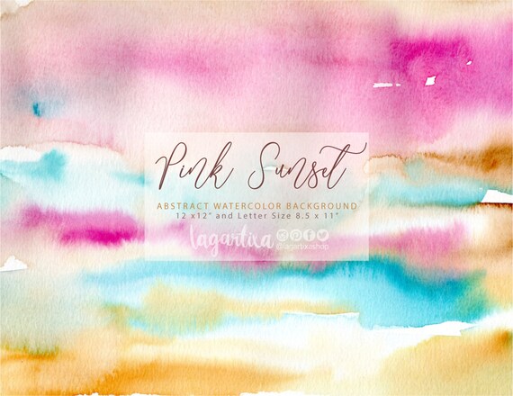 Abstract Watercolor Digital Paper Handpainted Pattern Pink Etsy