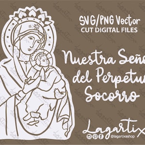 Cut File Our Lady of Perpetual Help Perpetual Virgin Silhouette Bidden SVG PNG Vector, Eerste Communie, Doop, Religieuze Ontwerpen