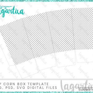 Molde Template Caja de Palomitas 2 tamaños Carta y Tabloide, formatos PNG, PSD, Ai, SVG para crear tu propio diseño y decorar tus fiestas
