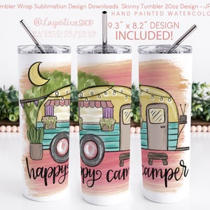 Camper Sublimatie | Camping | Handgetekende ontwerpen | gelukkige camper | vintage caravan | zomer camping | reizen | | wild en vrij