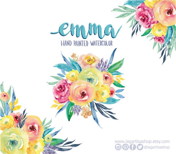Watercolor clipart Floral PNG wedding bouquet arrangement | Etsy