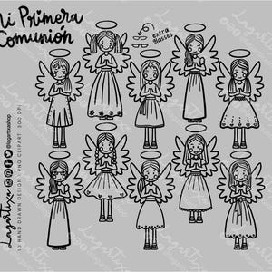 Little Angel Girls 10 Disegni PNG | Clip Art per Prima Comunione, Cresima, Preghiera, Bomboniere, Inviti, Decorazioni