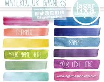 Watercolor Banners Strokes PNG transparent background rainbow pink purple blue celest acqua green yellow red Background Blog by Lagartixa