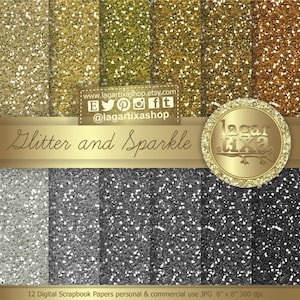 Fondos Digitales Escarchados Glitter, Oro y Plata, Papel Digital plateado y dorado para blog tarjetas invitaciones imprimibles etiquetas