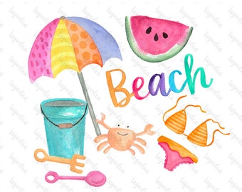 Summer Sublimation Watercolor Happy Summer PNG Clipart Hand Painted Sublimation Images Friends Trip Spring Break Vacations Lettering
