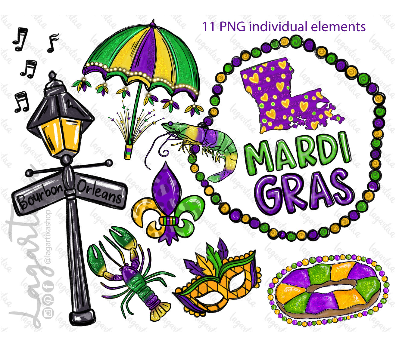 Mardi Gras Elements 3 Fabric