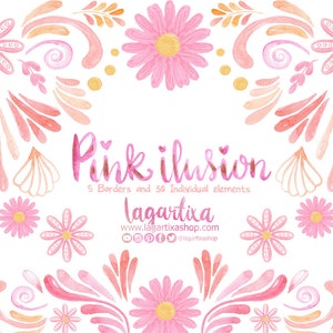 Roze bloemen aquarel, handgeschilderde bloemen clipart, PNG, Mexicaanse stijl, 5 de mayo, bloemen, handgeschilderde, cinco de mayo, Girly babyshower