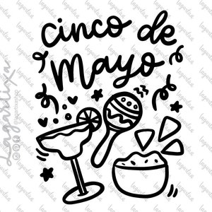 Cinco de Mayo Mexican sublimation design PNG SVG Vector | Margarita Guacamole T-shirt PNG Image hand drawn doodles | Instant Download