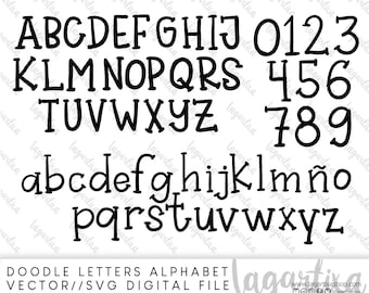 UpperCase Alphabet kleine letters met serif handgeschreven SVG en Vector Snijden Bestanden voor Vinyl of Sublimation Doodles, Alphabet