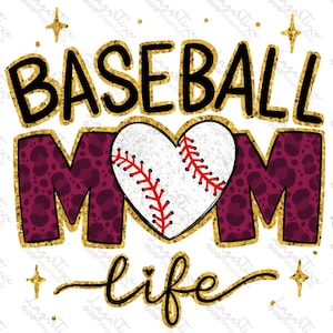 Baseball Mom PNG Design Handgezeichnet Gold Glitzer Tierdruck Schriftzug digitale Kunst sofortiger Download | Base Ball MOM Prost | DTF-Datei