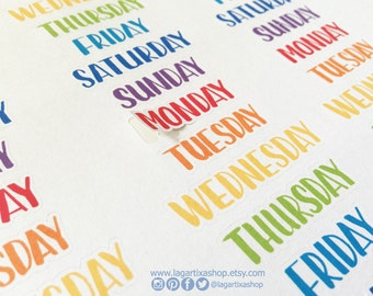 Printable Planner Weekly Stickers Days of the week Upper case