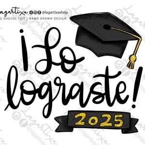 Lo Lograste! Kinder Primaria Secundaria terminado Fiesta de Graduación, Negro, Birrete , diploma, diseño para playera, tazas, eventos