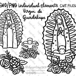 Virgen De Guadalupe Archivo de Corte Vinil madera plastico Hecho a mano contorno silueta Primera Comunion Bautizo Religioso Catecismo Mexico